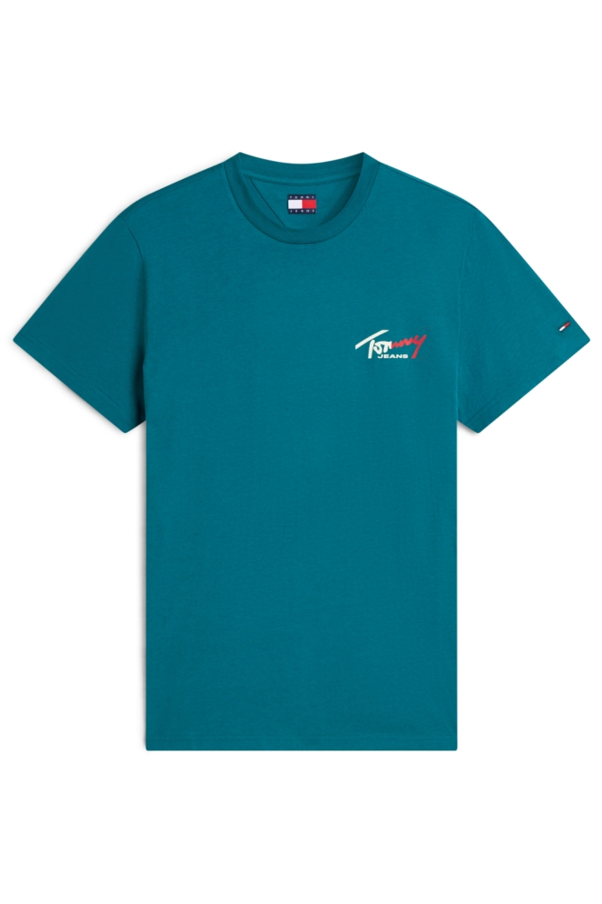 Tommy Jeans groene heren t-shirt | Vooraanzicht