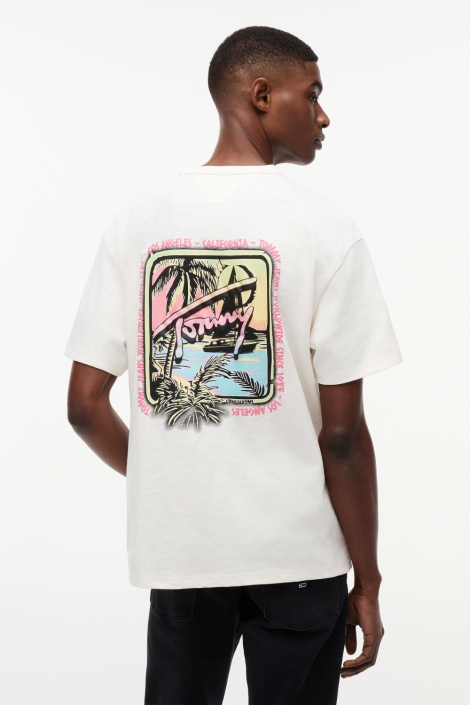 Tommy Jeans witte heren t-shirt | Model achteraanzicht