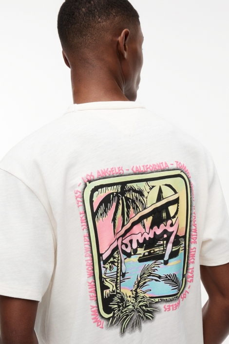 Tommy Jeans witte heren t-shirt | Close up