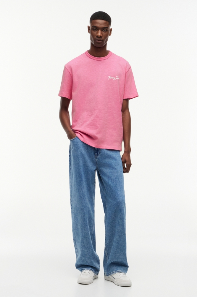 Tommy Jeans roze heren t-shirt | Model