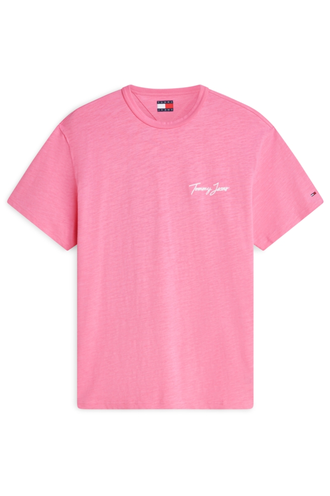 Tommy Jeans roze heren t-shirt | Vooraanzicht