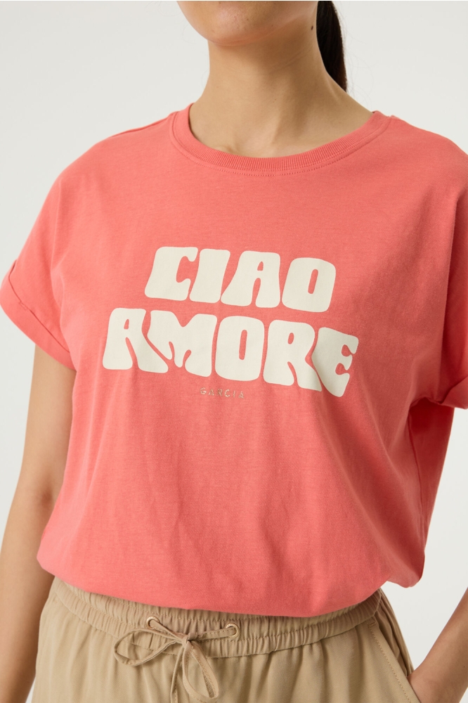 Garcia roze dames t-shirt | Close up
