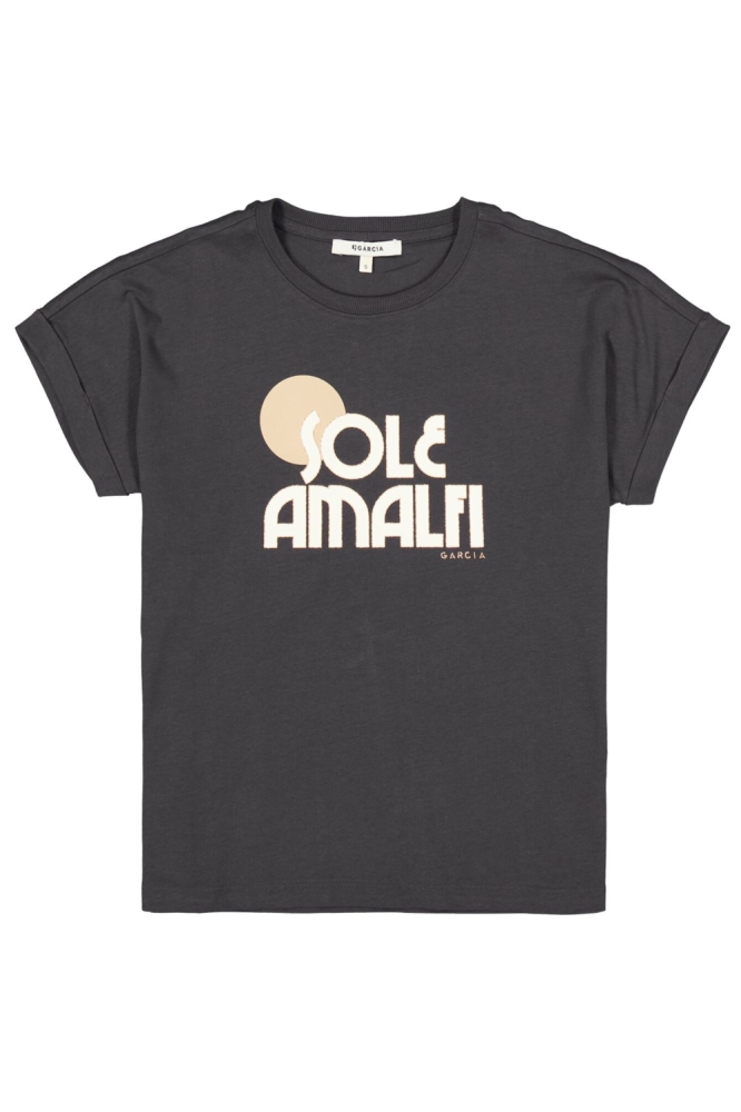 Garcia grijze dames t-shirt | Vooraanzicht