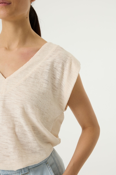 Garcia beige dames t-shirt | Close up