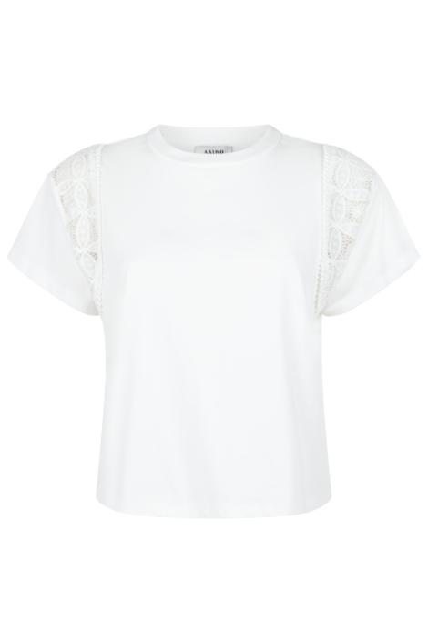 Aaiko ecru dames t-shirt | Vooraanzicht