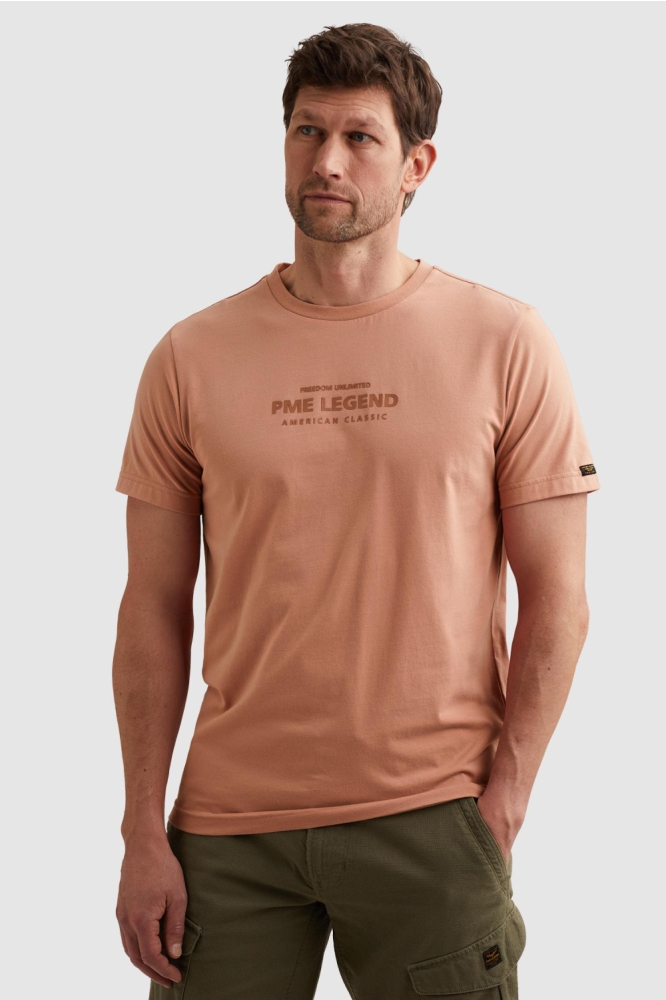 PME legend oranje heren t-shirt | Model vooraanzicht