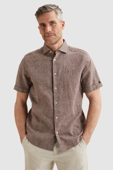 Vanguard short sleeve shirt linen cotton bl Paars