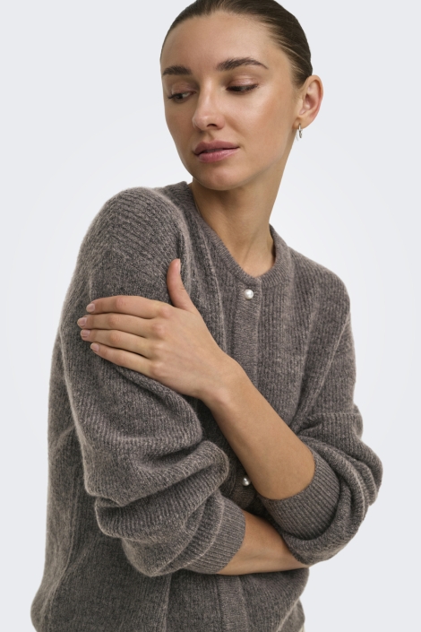 Jacqueline de Yong bruine dames vest | Model vooraanzicht