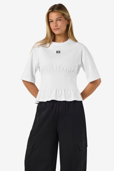 Noisy may T-shirt NMKIERAN 2/4 FITTED LOGO T-SHIRT FW 27037176 Bright White/NM LOGO