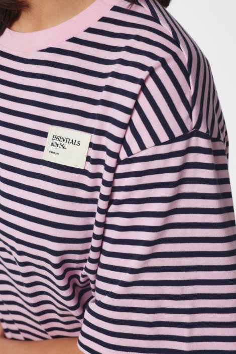 Pieces roze dames t-shirt | Close up
