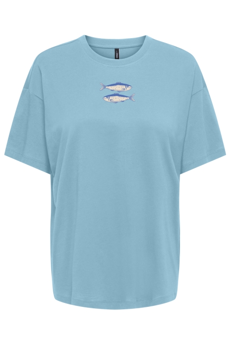 Only blauwe dames t-shirt | Vooraanzicht