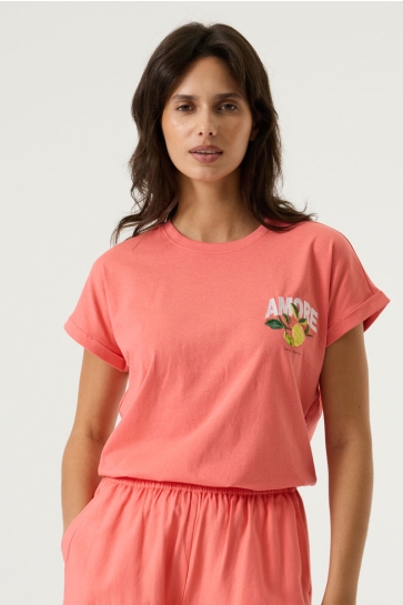 Garcia T-shirt T SHIRT KORTE MOUW Q260015 1005 Coral Crush