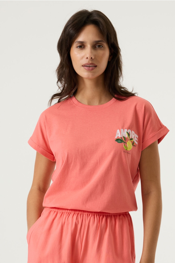 Garcia roze dames t-shirt | Model vooraanzicht