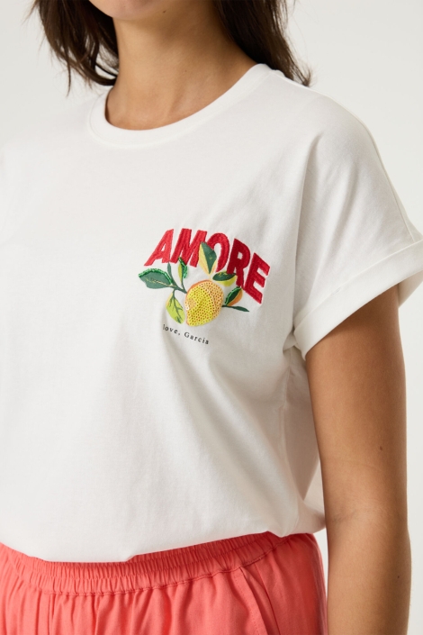 Garcia witte dames t-shirt | Close up