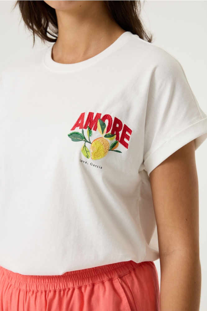 Garcia witte dames t-shirt | Close up