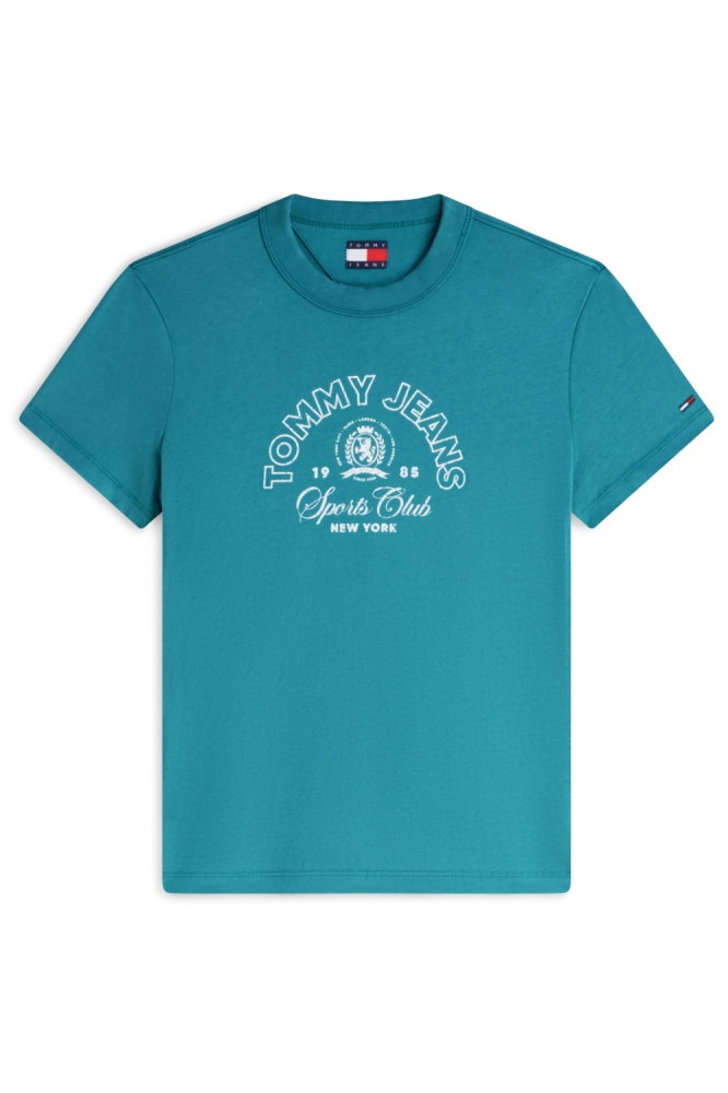 Tommy Jeans groene dames t-shirt | Vooraanzicht