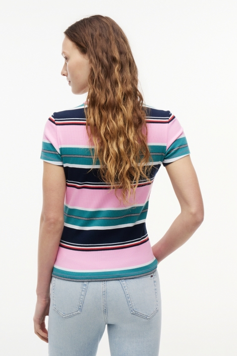 Tommy Jeans multi color dames t-shirt | Model achteraanzicht