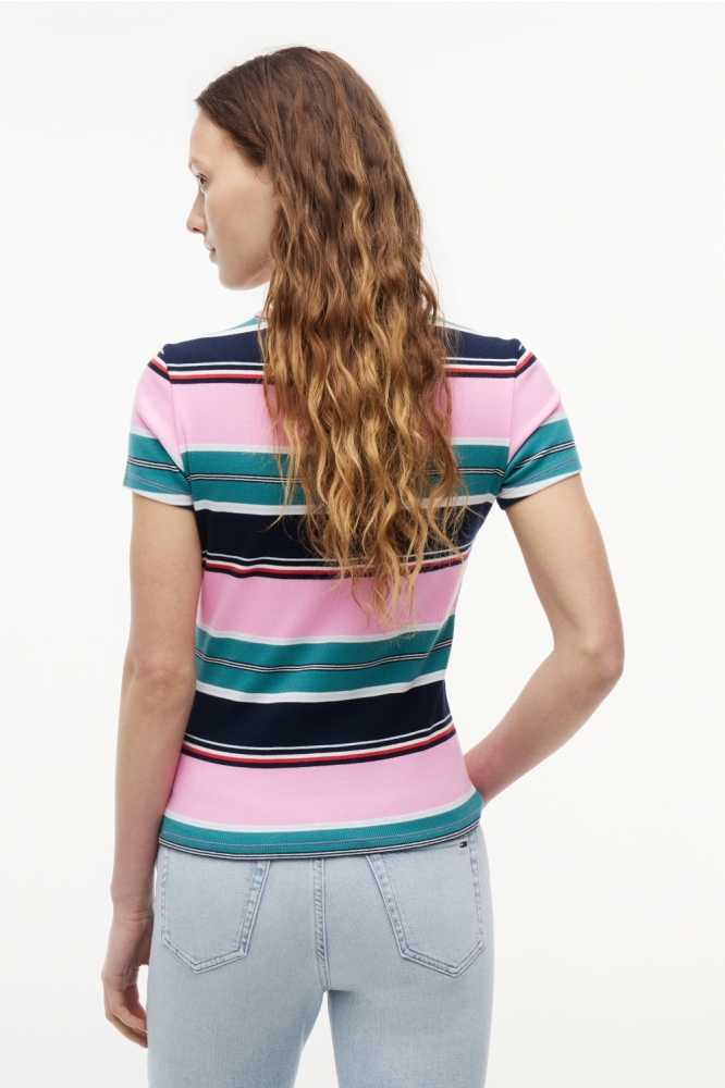 Tommy Jeans multi color dames t-shirt | Model achteraanzicht