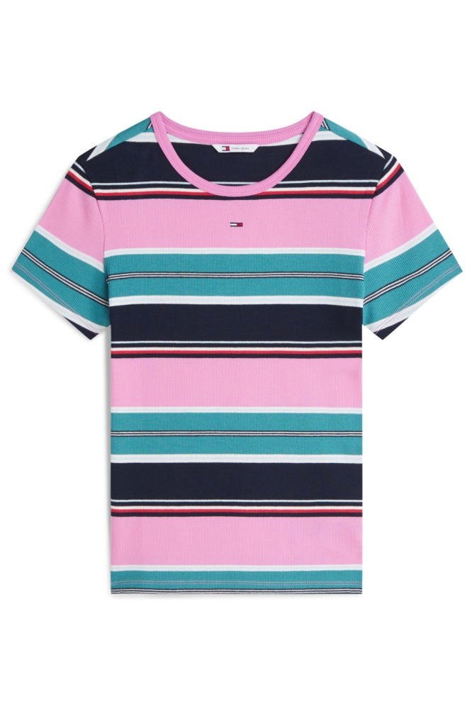 Tommy Jeans multi color dames t-shirt | Vooraanzicht
