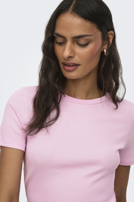 Jacqueline de Yong roze dames t-shirt | Close up