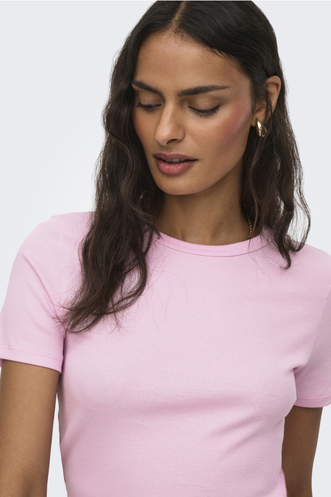 Jacqueline de Yong roze dames t-shirt | Close up
