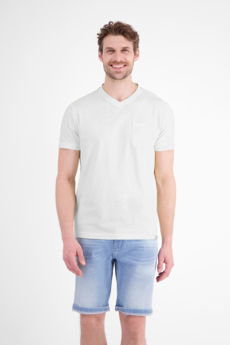 Lerros witte heren t-shirt | Model vooraanzicht