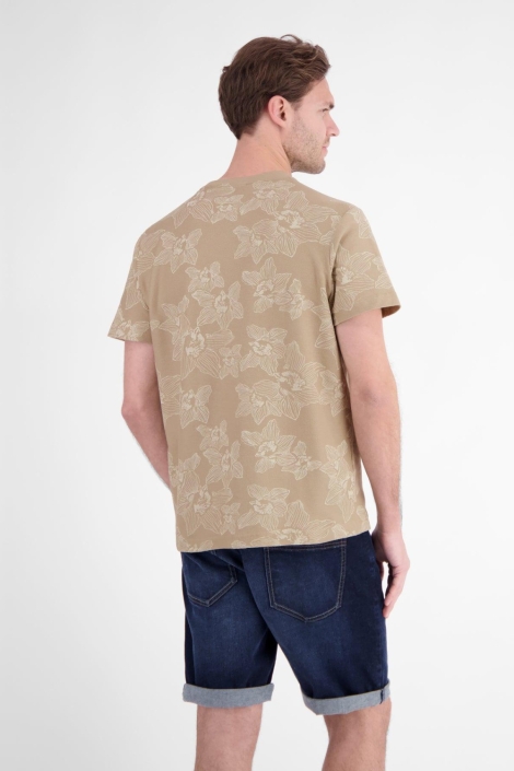 Lerros beige heren t-shirt | Model achteraanzicht