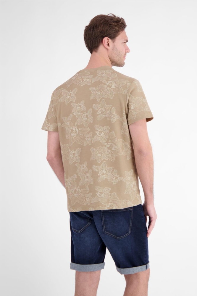 Lerros beige heren t-shirt | Model achteraanzicht
