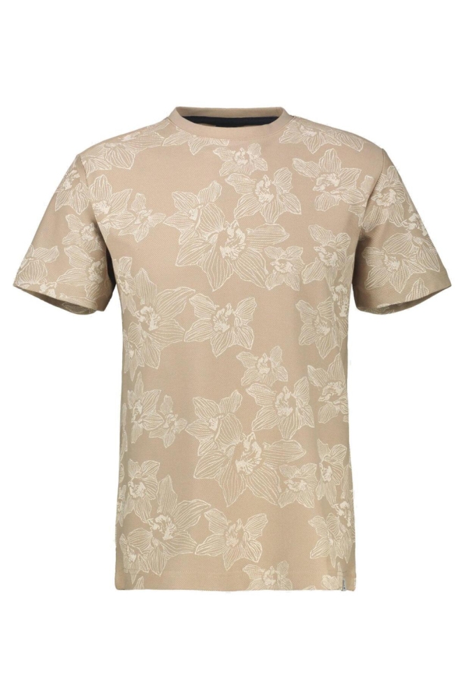 Lerros beige heren t-shirt | Vooraanzicht