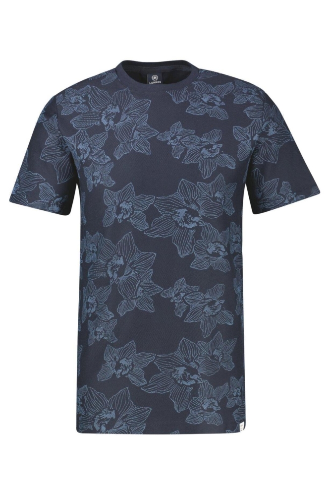 Lerros blauwe heren t-shirt | Vooraanzicht