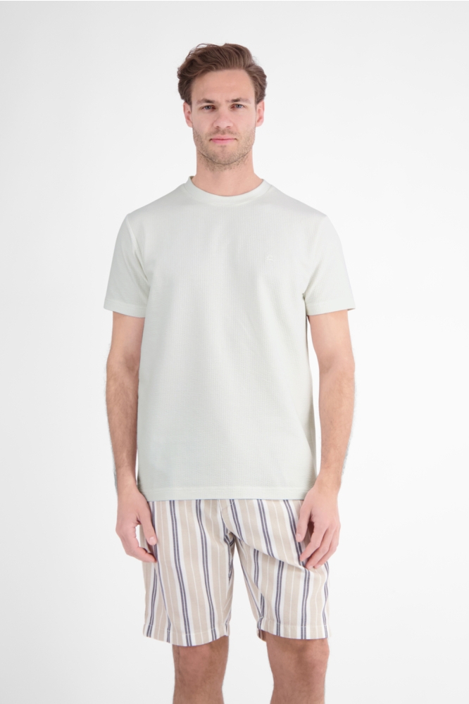 Lerros witte heren t-shirt | Model vooraanzicht