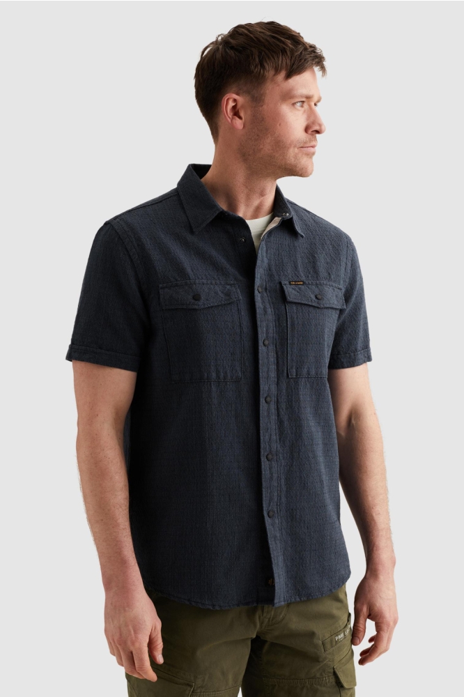 PME legend blauwe heren overhemd | Model vooraanzicht