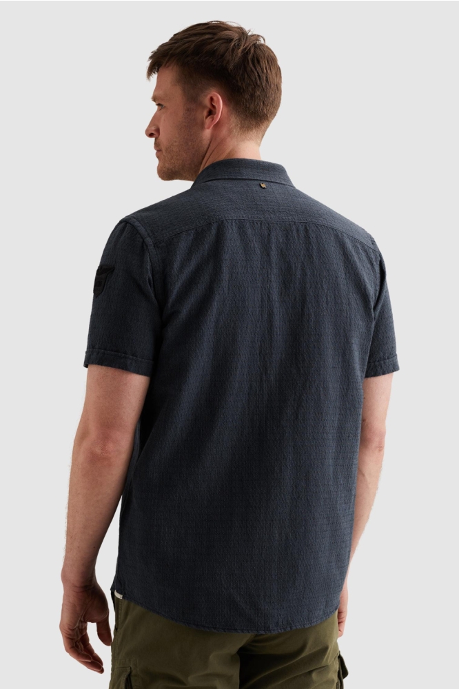 PME legend blauwe heren overhemd | Model achteraanzicht