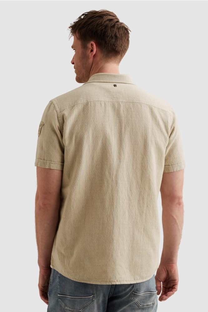 PME legend beige heren overhemd | Model achteraanzicht