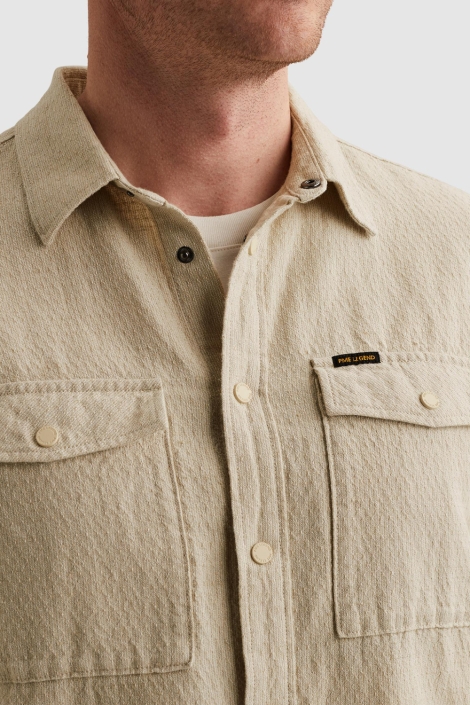 PME legend beige heren overhemd | Close up