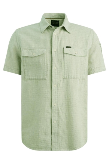 PME legend short sleeve shirt mattweave 2 ton Groen