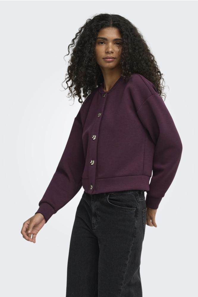 Only bordeaux dames vest | Model zijaanzicht