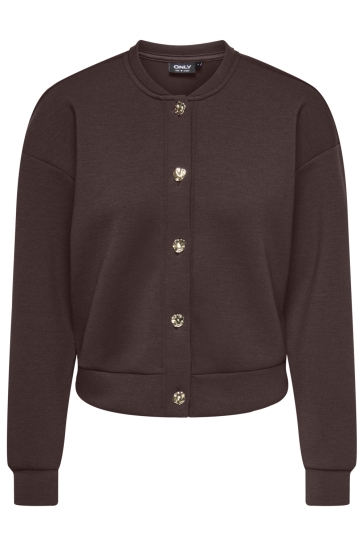 Only Vest ONLNAOMI L/S BOMBER RS SWT 15364478 Coffe Bean/Gold buttons