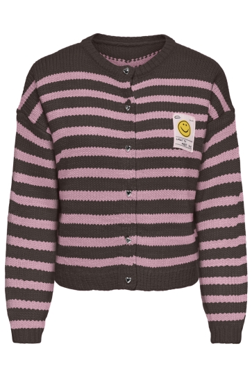 Only Vest ONLMAILEY LS DETAIL O-NECK CARDI CS 15373566 COFFEE BEAN/ORCHID PINK