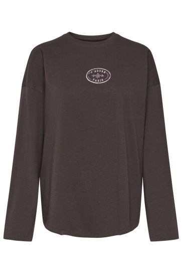 Only T-shirt ONLCELESTINE L/S PRINT TOP BOX JRS 15383802 Coffee Bean/Celestine paris