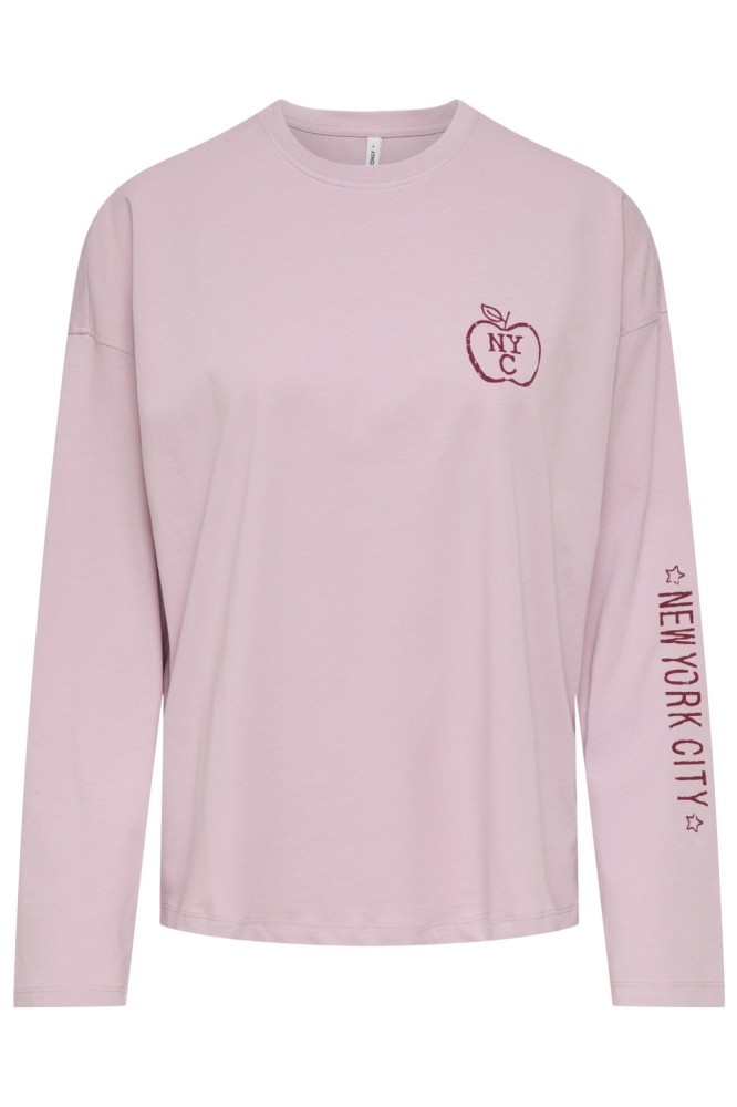 Only roze dames t-shirt | Vooraanzicht