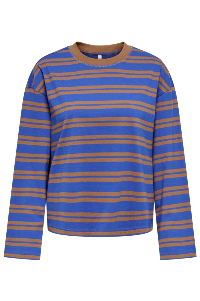 Only blauwe dames t-shirt | Vooraanzicht