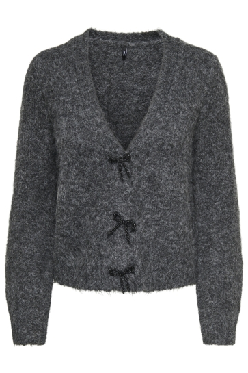 Only onlzaggie ls button v-neck cardi kn Grijs