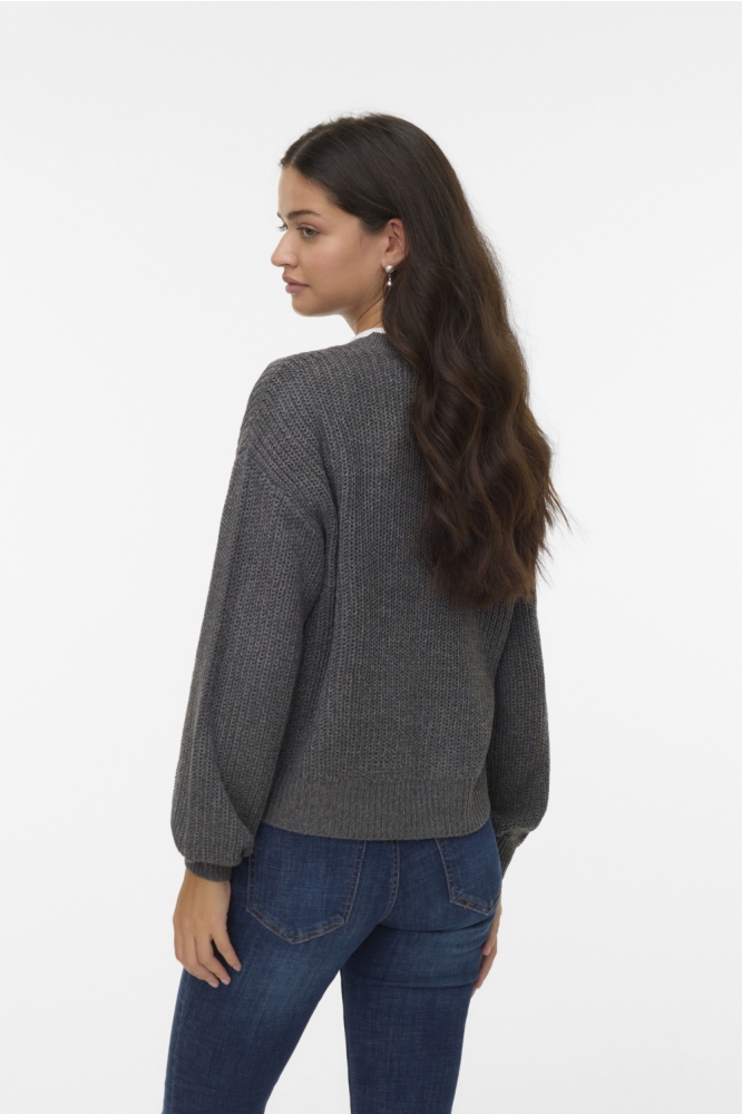 Vero Moda grijze dames vest | Model achteraanzicht