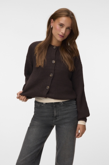 Vero Moda vmlea ls o-neck cardigan noos Bruin
