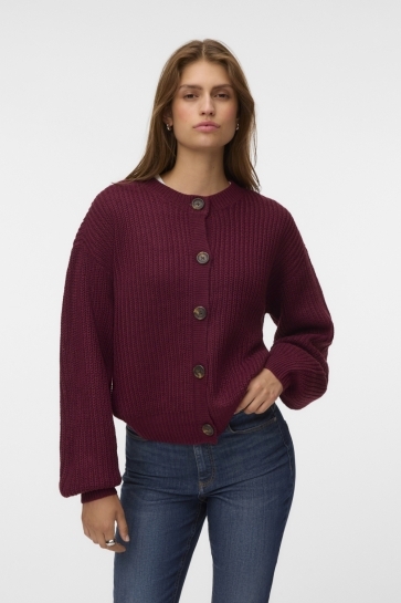 Vero Moda Vest VMLEA LS O-NECK CARDIGAN NOOS 10337797 Windsor Wine