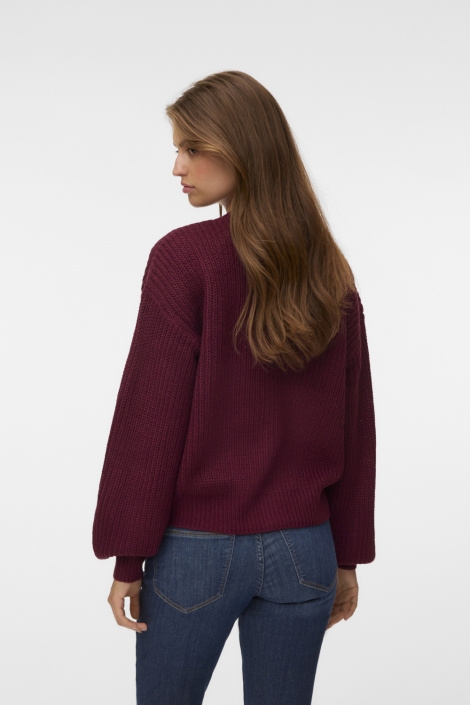 Vero Moda bordeaux dames vest | Model achteraanzicht