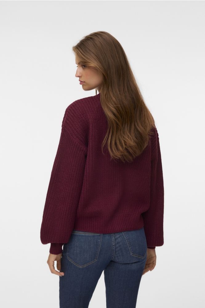Vero Moda bordeaux dames vest | Model achteraanzicht