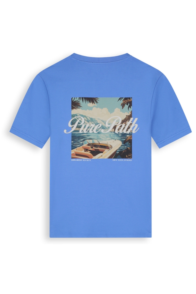 Pure Path blauwe heren t-shirt | Achteraanzicht