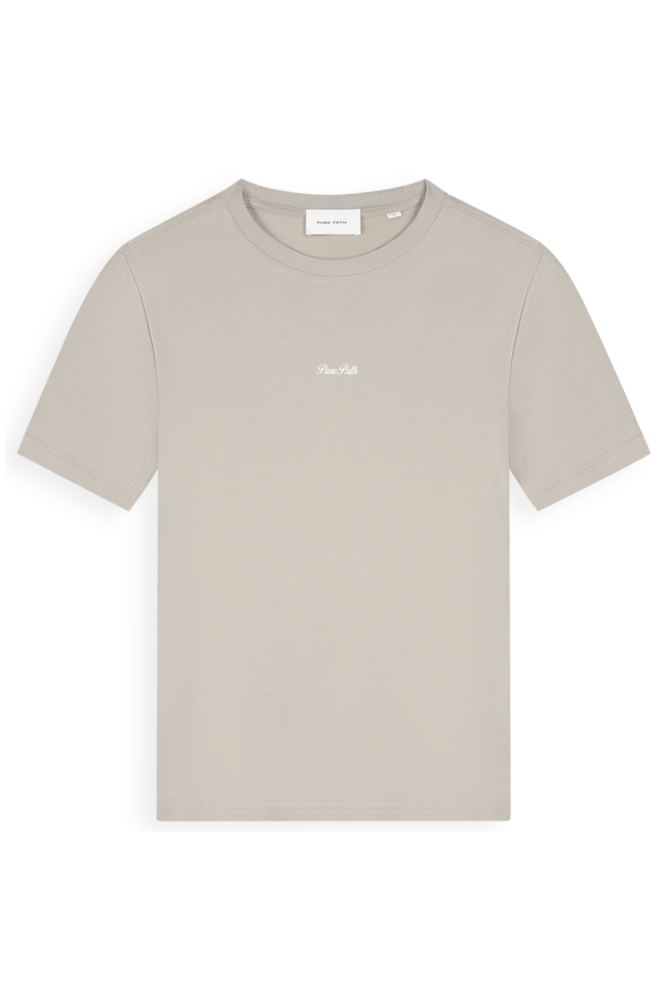 Pure Path taupe heren t-shirt | Vooraanzicht